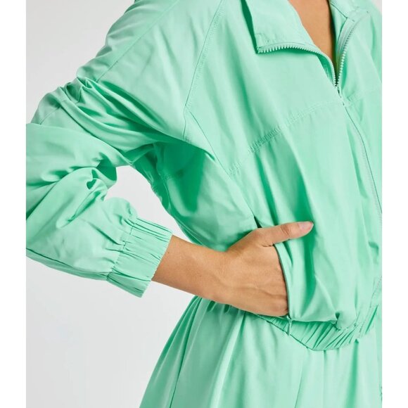 Year Of Ours YOS Windbreaker Cropped Lucite Mint Green S Zip Crop Jacket $128‎ - Picture 7 of 14